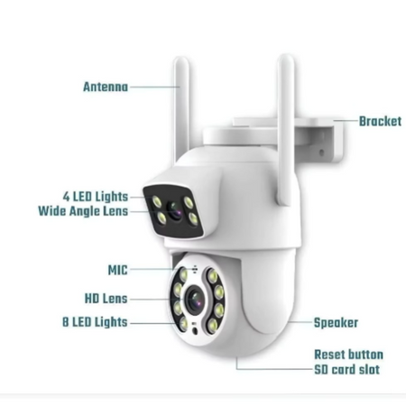 DUAS CÂMERAS EXTERNAS 360º  IP  SEM FIO A PROVA D'ÁGUA COM VISAO NOTURNA INFRAVERMELHO E ÁUDIO EXTERNA WIFI HD