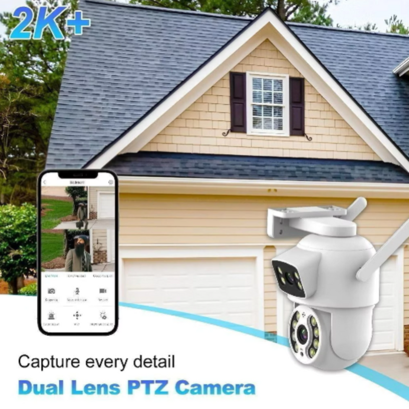 DUAS CÂMERAS EXTERNAS 360º  IP  SEM FIO A PROVA D'ÁGUA COM VISAO NOTURNA INFRAVERMELHO E ÁUDIO EXTERNA WIFI HD